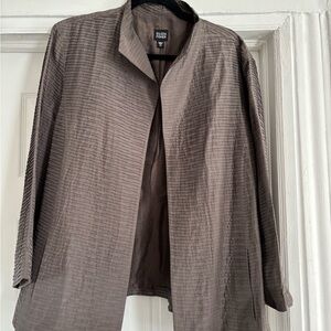 Eileen Fisher Taupe Quilted Open-Front Blazer